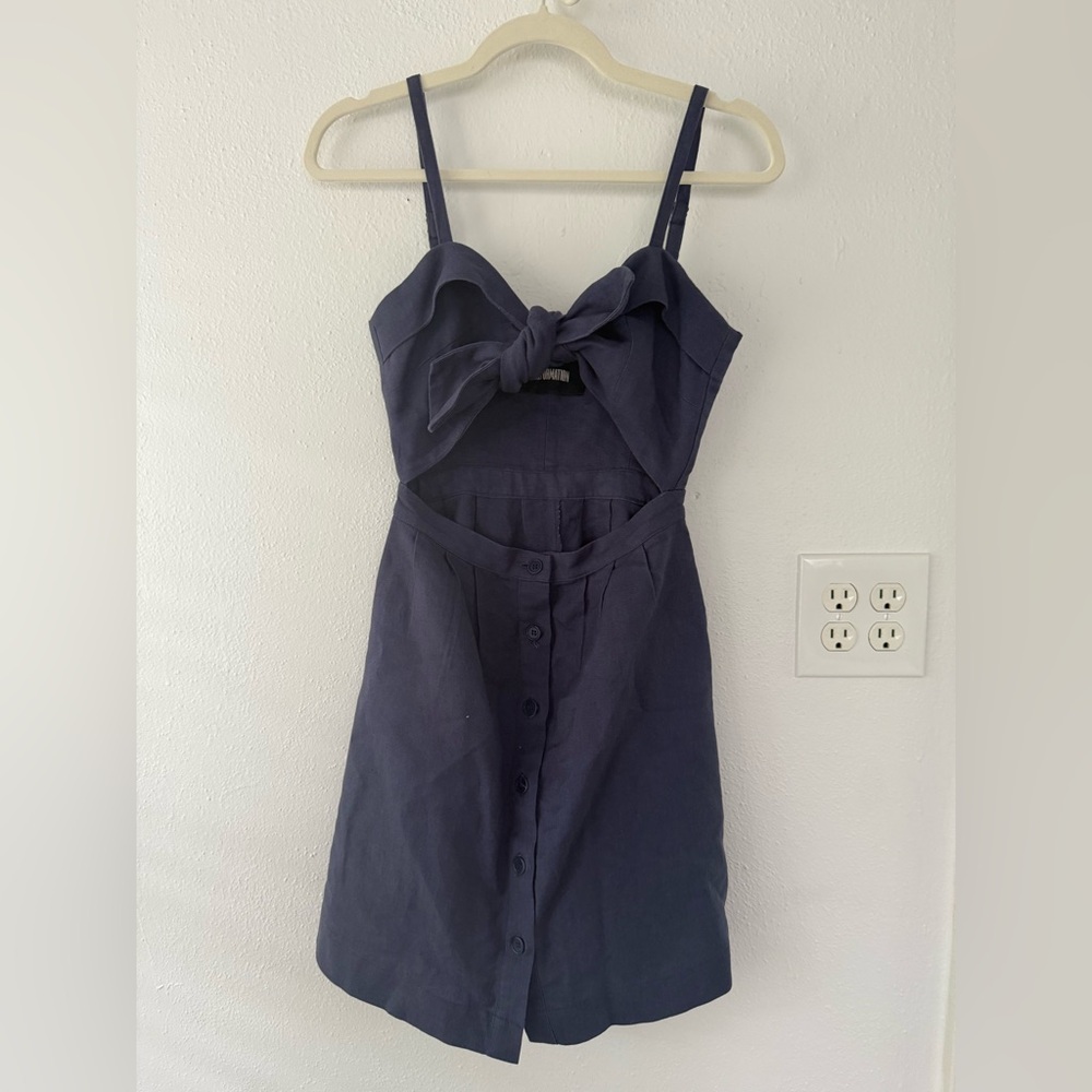 Reformation Navy Backless Dress